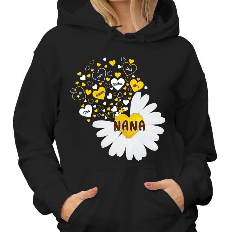 White Daisy Flying Grandma Personalized Hoodie Sweatshirt