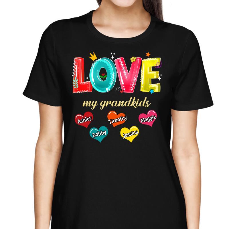 Love My Grandkids Hearts Personalized Shirt