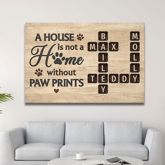 Pet Lover Home Decor Home With Paw Prints Crossword Puzzle Art Personalized Canvas
