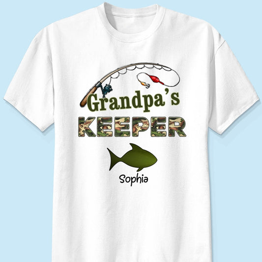 Copy of Grandpa‘s Keepers Camouflage Pattern Fishing Personalized Shirt, Birthday Gift For Grandpa, Father's Day Gift or Just Because