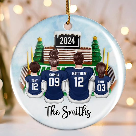 Football Family Watching Game Ballpark Sport Lover Personalized Ceramic Ornament