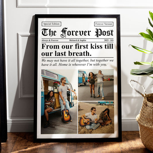 Couple Newspaper Anniversary Gift  Gift Photo Collage Personalized Poster