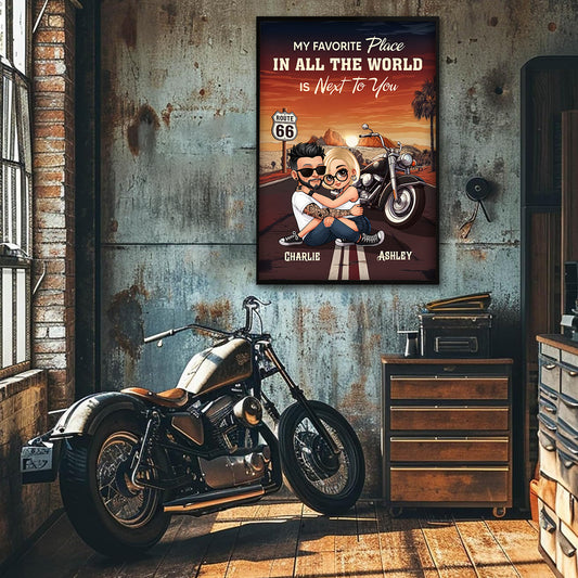 Bikers Couple Riding Partners for Life - Personalized Poster - Gift for Him, Gift for Her