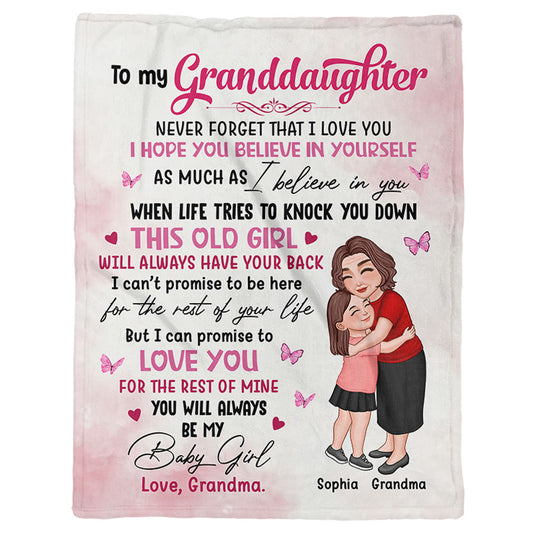 Grandma & Grandkid Hugging To My Granddaughter Grandson Gift For Grandchildren Personalized Fleece Blanket
