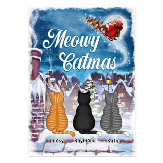 Cats On Rooftop Christmas Personalized Postcard