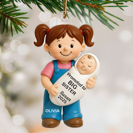 Promoted To Big Sister Big Brother Personalized Acrylic Ornament, New Big Brother, New Big Sister Gift