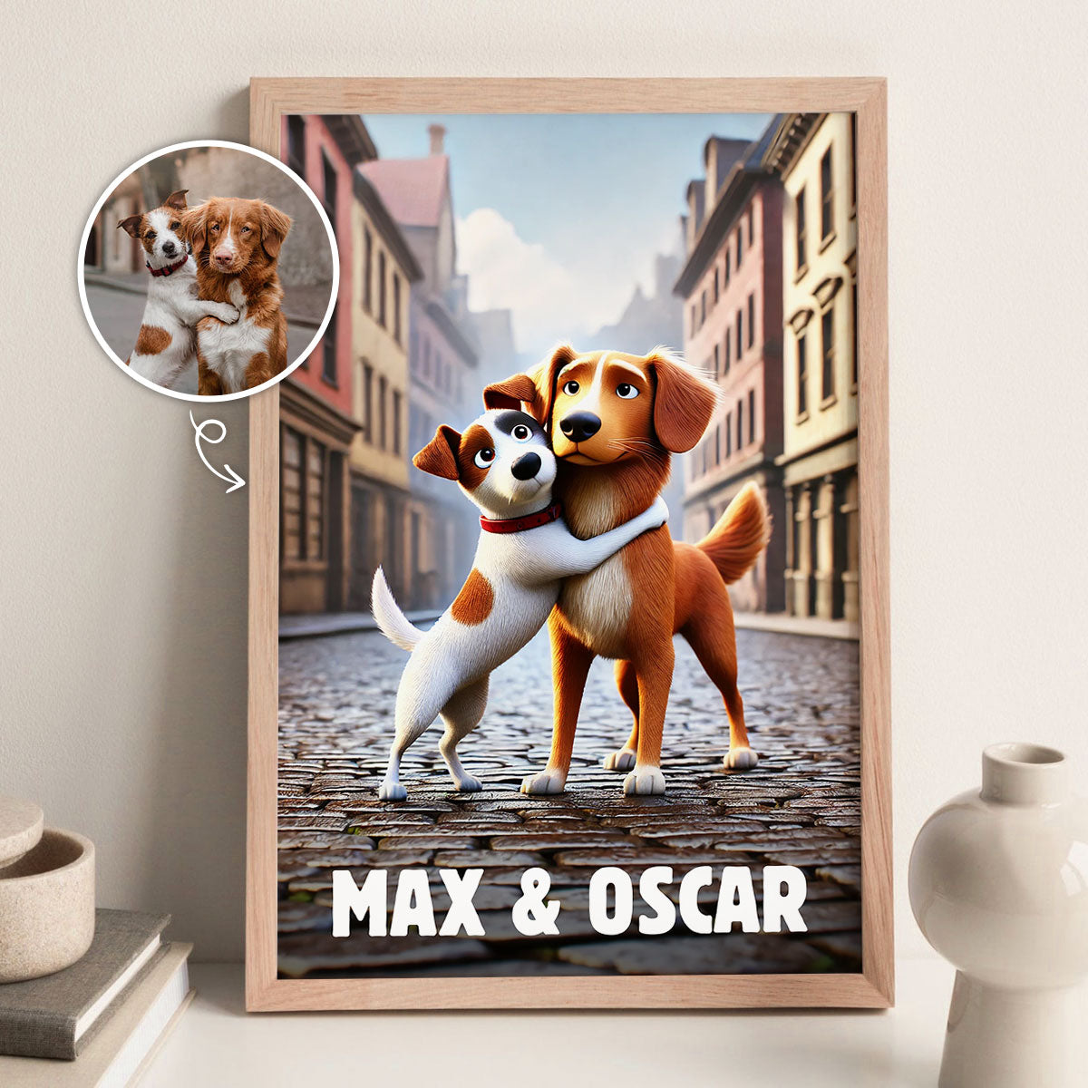 Custom Cartoon Pet Portrait, Dog Cat Cartoon Portrait, Wall Art for Pet Lovers