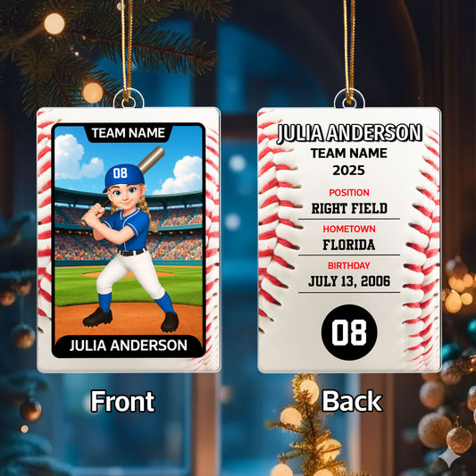 Baseball Card - Personalized Acrylic Ornament - Christmas Gift for Sons, Grandson, Daughter, Granddaughter