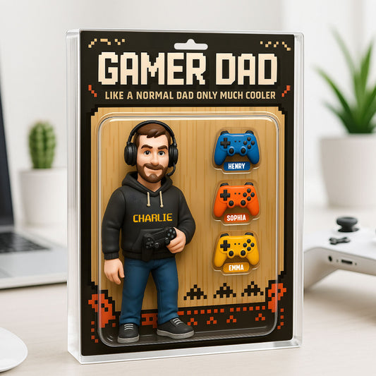 Gamer Dad Cooler 3D Effect Custom Action Figure - Personalized Acrylic Block Plaque - Gift For Husband Dad Grandpa