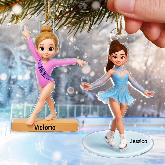 Little Sports Star - Figure Skating - Personalized Acrylic Ornament - Christmas Gift for Son, Daughter, Grandson, Granddaughter 
