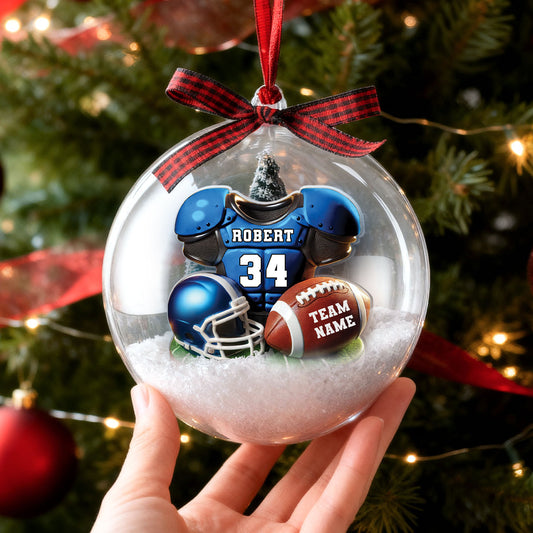 Football Jersey Uniform 3D Effect - Personalized Snow Globe Ornament, Christmas Gift For Son, Boyfriend, Gift For Him
