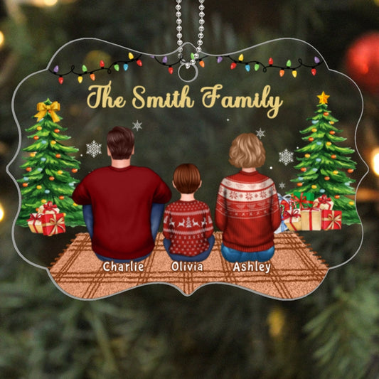 Family Dad Mom Kids Dogs Cats In House Christmas Personalized Acrylic Ornament