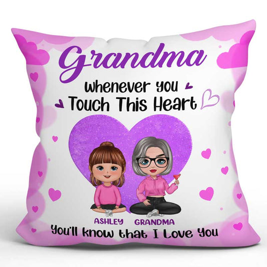 Nana Grandma Whenever You Touch This Heart Personalized Pillow