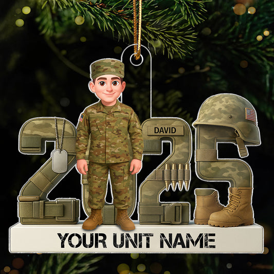 3D Effect Christmas Army Soldier - Personalized Acrylic Ornament