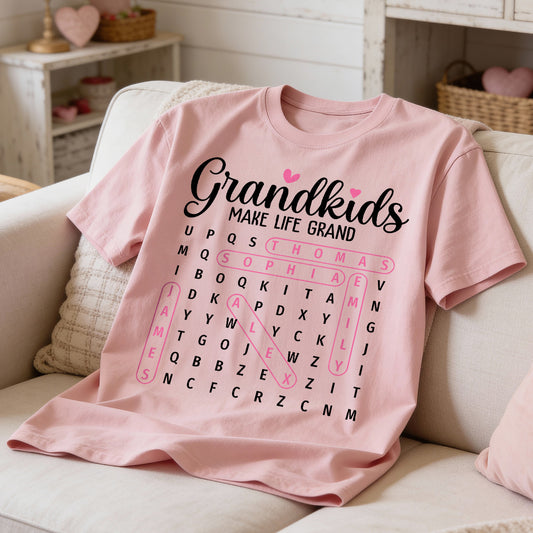 Grandma's Favorite People Word Search Puzzle - Personalized Shirt - Mother's Day Gift For Grandma Mom