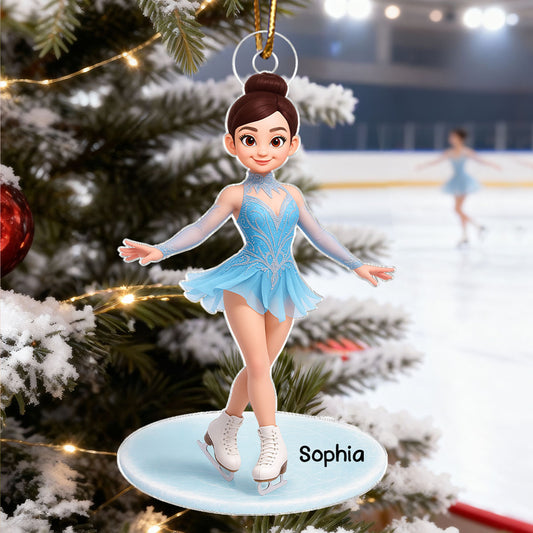 Little Sports Star - Figure Skating - Personalized Acrylic Ornament - Christmas Gift for Son, Daughter, Grandson, Granddaughter 