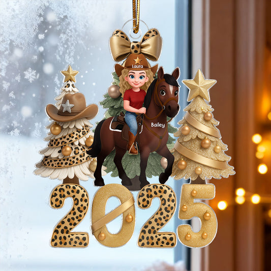 2025 Western Vibe Christmas Girl & Horse - Personalized Acrylic Ornament