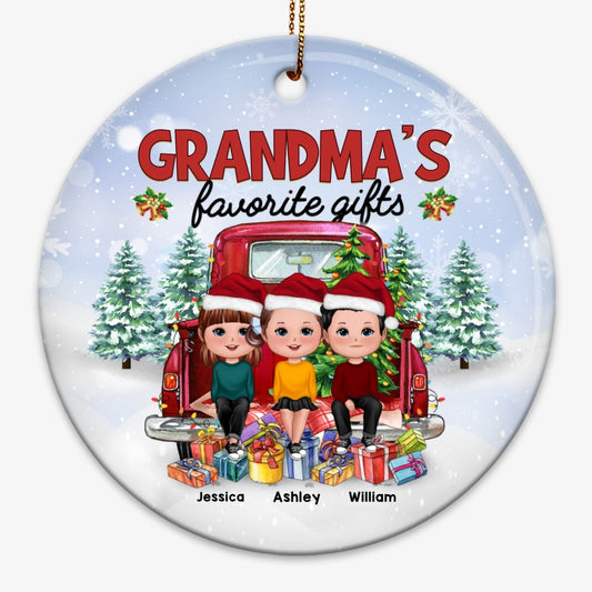 Grandma GIfts Doll Kids On Truck Personalized Circle Ornament