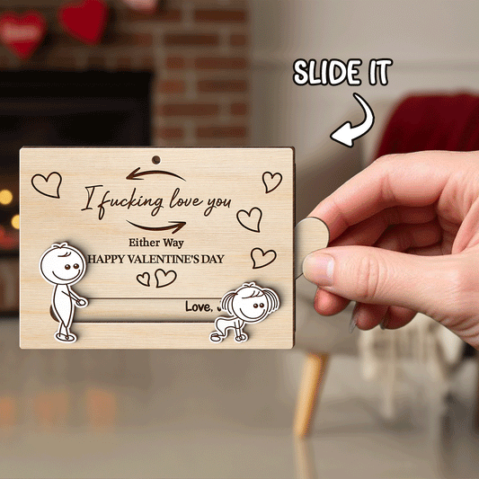 I Fcking Love You Funny Inappropriate Couple - Personalized Wooden Slider Ornament - Valentine's Day Gift For Him, For Her
