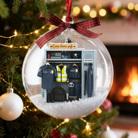 Come Home Safe Police Locker - Personalized Snow Globe - Special Christmas Gift for Police
