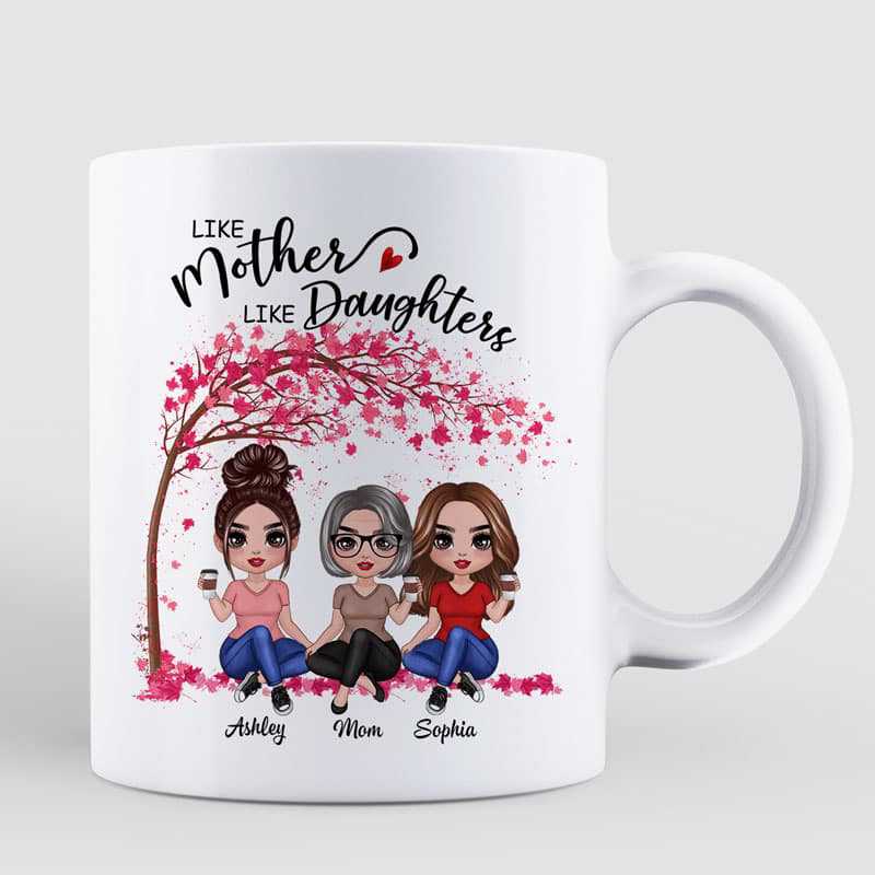 Sitting Under Tree Doll Mother And Daughters Personalized Mug