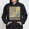 Dad Grandpa Fist Bump Retro Frame Personalized Hoodie Sweatshirt