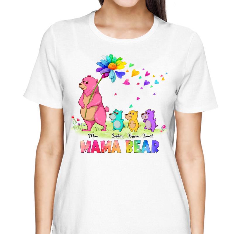 Colorful Daisy Mama Grandma Bear And Kids Personalized Shirt
