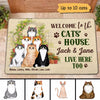 Welcome To Cats House Flower Gate Housewarming Gift Personalized Doormat