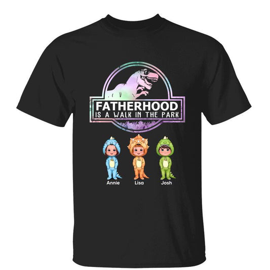 Fatherhood A Walk In The Park Cute Dinosaur Kid Personalized Shirt