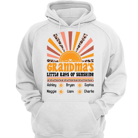 Grandma Rays Of Sunshine Leopard Personalized Hoodie Sweatshirt