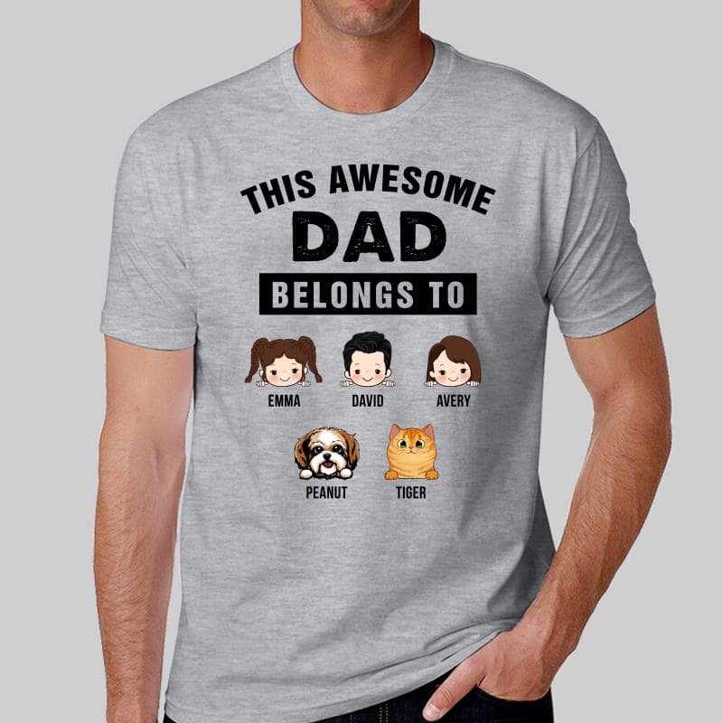 Dad Belongs To Kids Dogs Cats Father‘s Day Gift Personalized Shirt