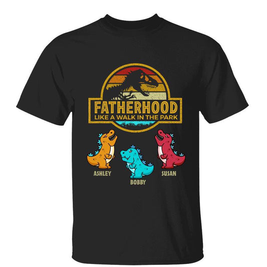Fatherhood Retro Walk In The Park Personalized Shirt