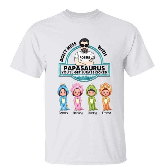 Don‘t Mess With Papasaurus Grandpasaurus Cute Dinosaur Kid Personalized Shirt