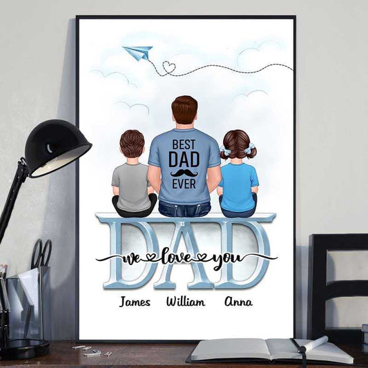 Dad Grandpa And Kids On Text Personalized Vertical Poster