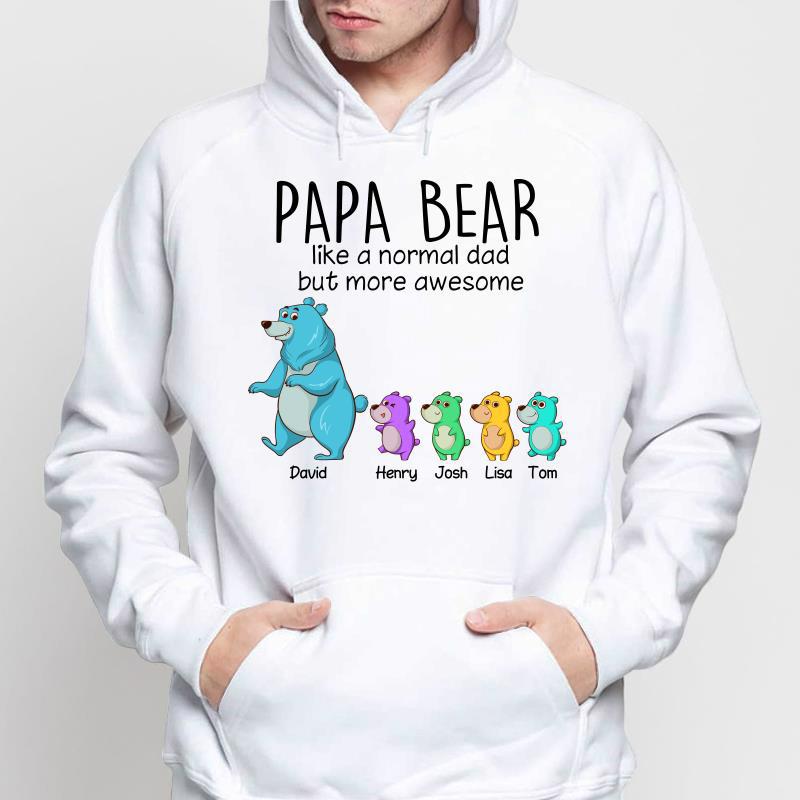 Papa Grandpa Bear And Kids Personalized Hoodie Sweatshirt