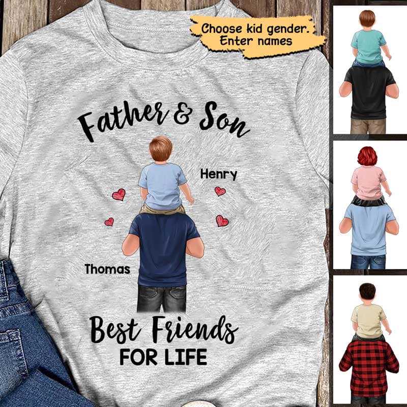 Father & Son Daughter Best Friends For Life Piggy Back Personalized Shirt