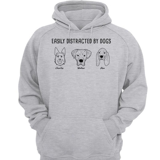 Custom Text Simple Outline Dog Head Gift For Dog Lover Personalized Hoodie Sweatshirt