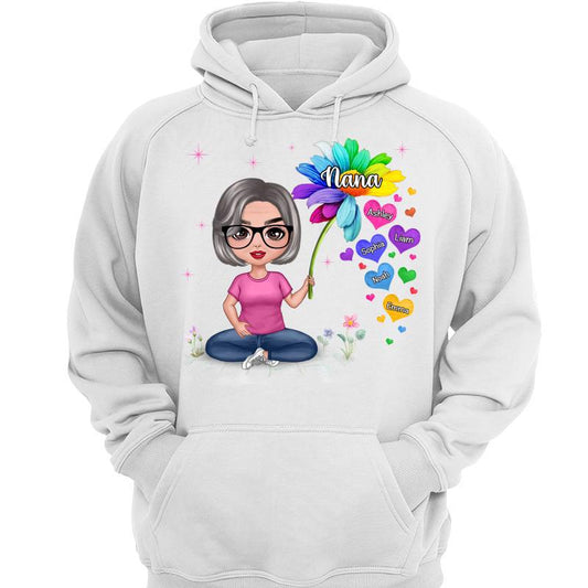 Grandma Holding Sunflower Personalized Hoodie Sweatshirt