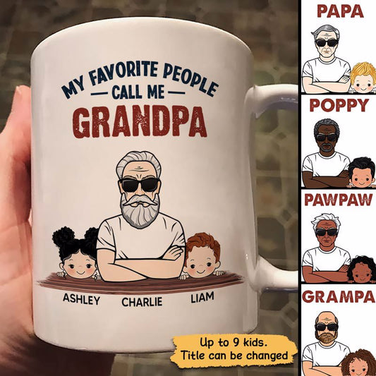 Favorite People Call Me Grandpa Man And Kids Personalized Mug