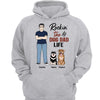 Rockin‘ Dog Dad Life Man & Sitting Dog Personalized Hoodie Sweatshirt