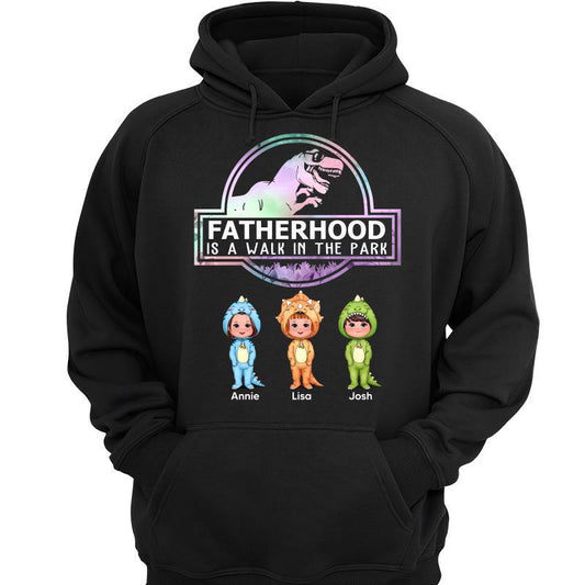 Fatherhood A Walk In The Park Cute Dinosaur Kid Personalized Hoodie Sweatshirt