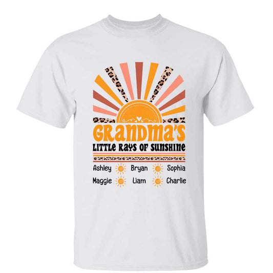 Grandma Rays Of Sunshine Leopard Personalized Shirt