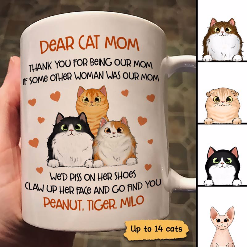 Dear Cat Mom Fluffy Cats Mother‘s Day Gift Personalized Mug