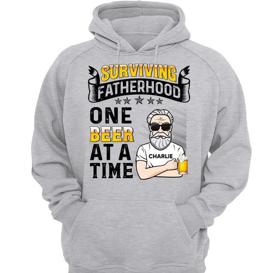 Surviving Father Hood Beer Gift For Dad Personalized Hoodie Sweatshirt