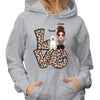 LOVE Leopard Dog Mom Personalized Hoodie Sweatshirt