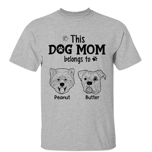 Dog Mom Dad Belongs To Dog Head Outline Personalized Shirt