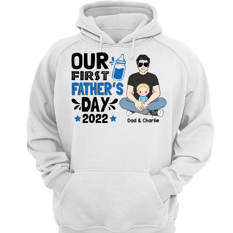 Our First Father‘s Day Man Sitting With Baby Gift Personalized Hoodie Sweatshirt