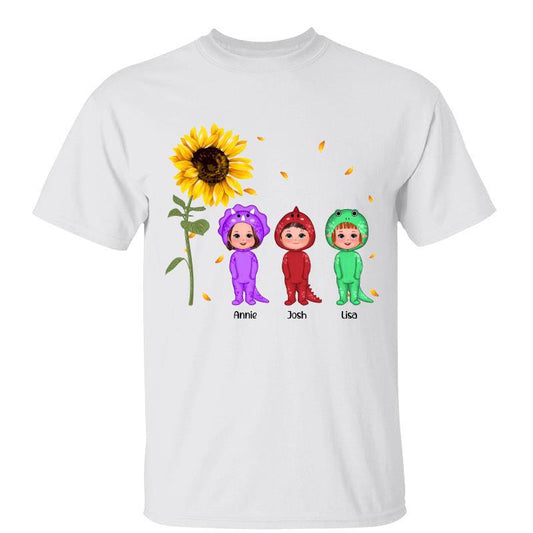 Sunflower Dinosaur Kids Personalized Shirt