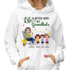 Doll Grandma Sitting With Grandkids In The Garden Personalized Hoodie Sweatshirt