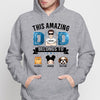 Blue Pattern Amazing Dad Belongs To Kids Dogs Cats Personalized Hoodie Sweatshirt